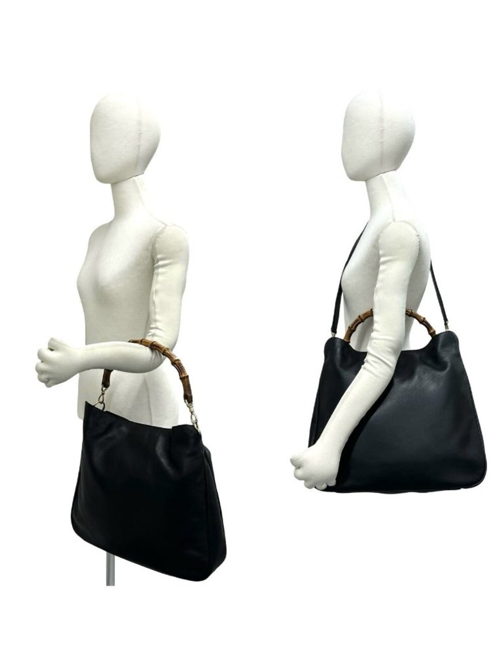 Gucci Vintage Bamboo Leather 2-Way Shoulder Bag Black - Picture 2 of 10